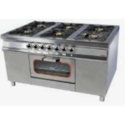 Плита 6-ти конфорочная с духовым шкафом и газовым контроллером (40х40) Pimak МО15-6