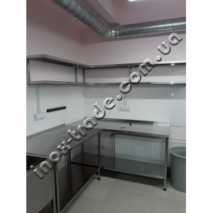 Стол разделочный с бортом и полкой (600х600х850)